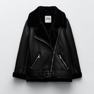 Zara. Double Faced Jacket. Dupe for Acne Studios Shearling Aviator Jacket.